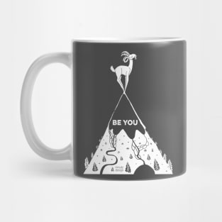 How to live - be you! Mountain sheep on summit Mug